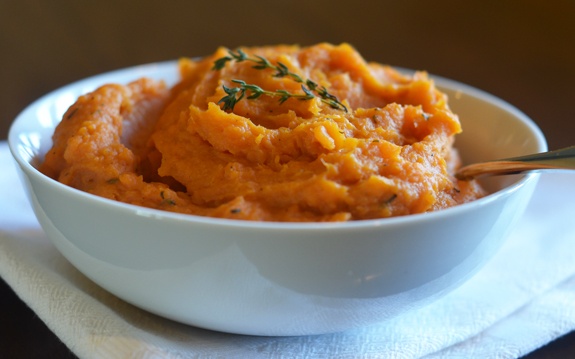 Mashed Sweet Potatoes with Maple & Thyme