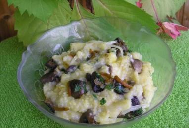 Maize Porridge with Fried Mushrooms in a Crock Pot Photo 1