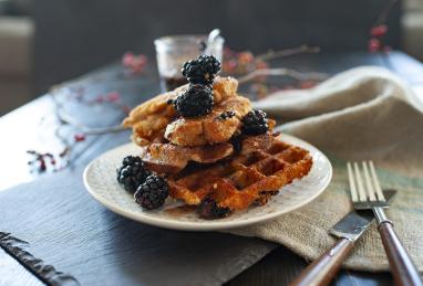 Spicy Gluten-Free Chicken and Cheddar Waffles with Blackberry-Maple Syrup Photo 1