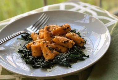 Butternut Squash Gnocchi with Garlic-Sage Butter over Wilted Spinach Photo 1