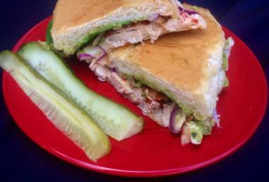 Rotisserie Chicken Panini with Roasted Sweet Red Pepper, Spinach, and Guacamole Photo 1