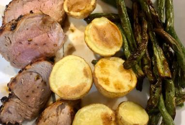 Air Fryer Mustard-Crusted Pork Tenderloin with Potatoes and Green Beans Photo 1