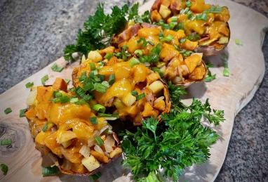 Sweet Potato Boats with Bacon, Apples, and Cheddar Photo 1