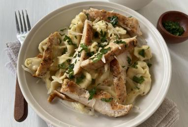 Tortellini Alfredo with Grilled Chicken Breasts Photo 1
