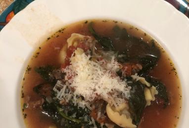 Garlicky Tortellini Soup With Sausage, Tomatoes, and Spinach Photo 1