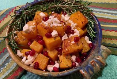 Roasted Butternut Squash with Goat Cheese, Pomegranate, and Rosemary Photo 1