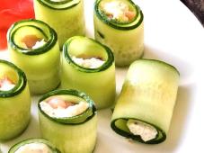 Healthy Appetizer - Cucumber Rolls with Curd Cheese and Salmon Photo 5