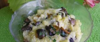 Maize Porridge with Fried Mushrooms in a Crock Pot Photo