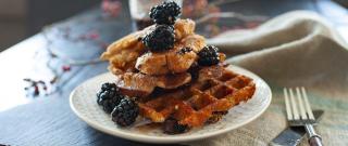 Spicy Gluten-Free Chicken and Cheddar Waffles with Blackberry-Maple Syrup Photo