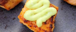 Air Fryer Spicy Salmon Bites with Avocado Lime Sauce Photo