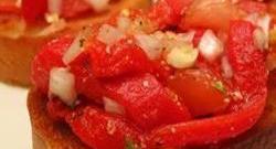 Bruschetta with Roasted Sweet Red Peppers Photo