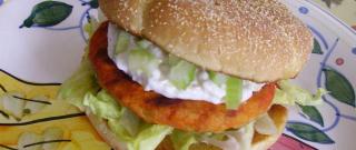 Buffalo Chicken Burgers with Blue Cheese Dressing Photo