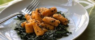 Butternut Squash Gnocchi with Garlic-Sage Butter over Wilted Spinach Photo