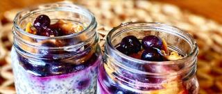 Protein Powder Overnight Oats with Blueberries and Peanut Butter Photo