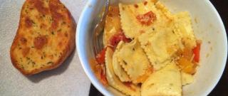 Cheese Ravioli with Three Pepper Topping Photo