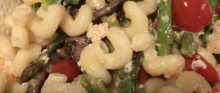 Shrimp Scampi with Tomatoes, Pasta, and Roasted Asparagus Photo