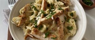Tortellini Alfredo with Grilled Chicken Breasts Photo