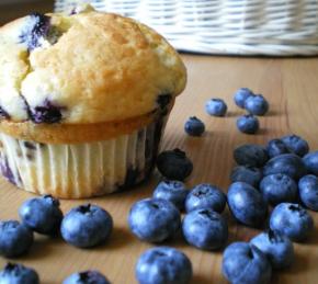 Blueberry Muffins with White Chocolate and Poppy Seeds Photo