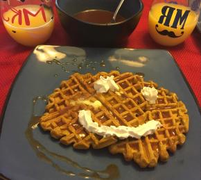 Pumpkin Waffles with Apple Cider Syrup Photo