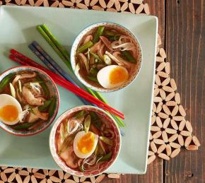 Spicy Miso Soup with Roasted Shiitake Mushrooms and Green Beans Photo