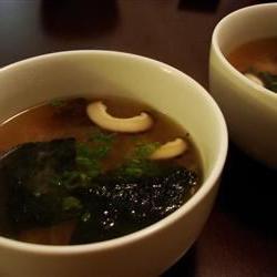Japanese Soup with Tofu and Mushrooms Photo