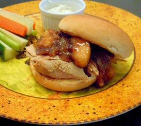 Apple Cider Pulled Pork with Caramelized Onion and Apples Photo