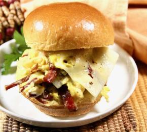 Breakfast Sliders with Corned Beef and Eggs Photo
