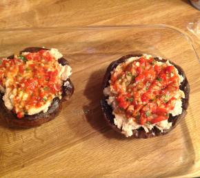 Grilled Portobello Mushrooms with Mashed Cannellini Beans and Harissa Sauce Photo