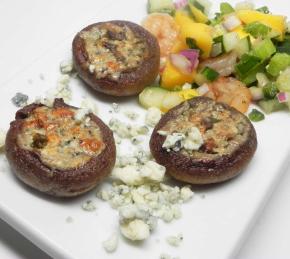 Grilled Mushrooms Stuffed with Basil and Blue Cheese Butter Photo