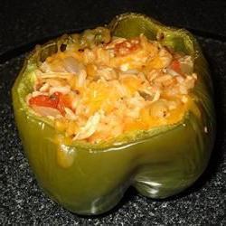 Peppers Stuffed with Grilled Chicken and Rice Photo