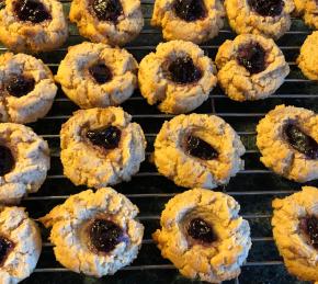 Peanut Butter and Jelly Thumbprint Cookies Photo