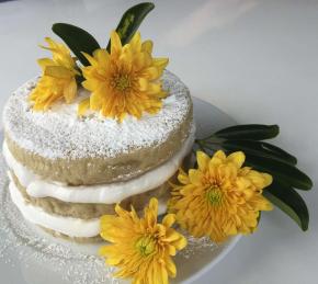 Vegan and Gluten-Free Naked Cake with Peaches and Coconut Cream Photo
