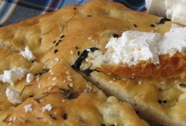 Focaccia with Spices, Garlic and Black Olives Photo 1