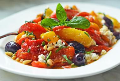 Roasted Pepper Salad with Feta, Pine Nuts & Basil Photo 1