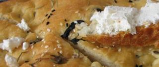 Focaccia with Spices, Garlic and Black Olives Photo