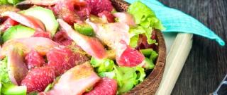 Salad with Grapefruit, Salmon and Avocado Photo