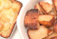 Rustic Baked Potatoes and Toasted Baguette Photo